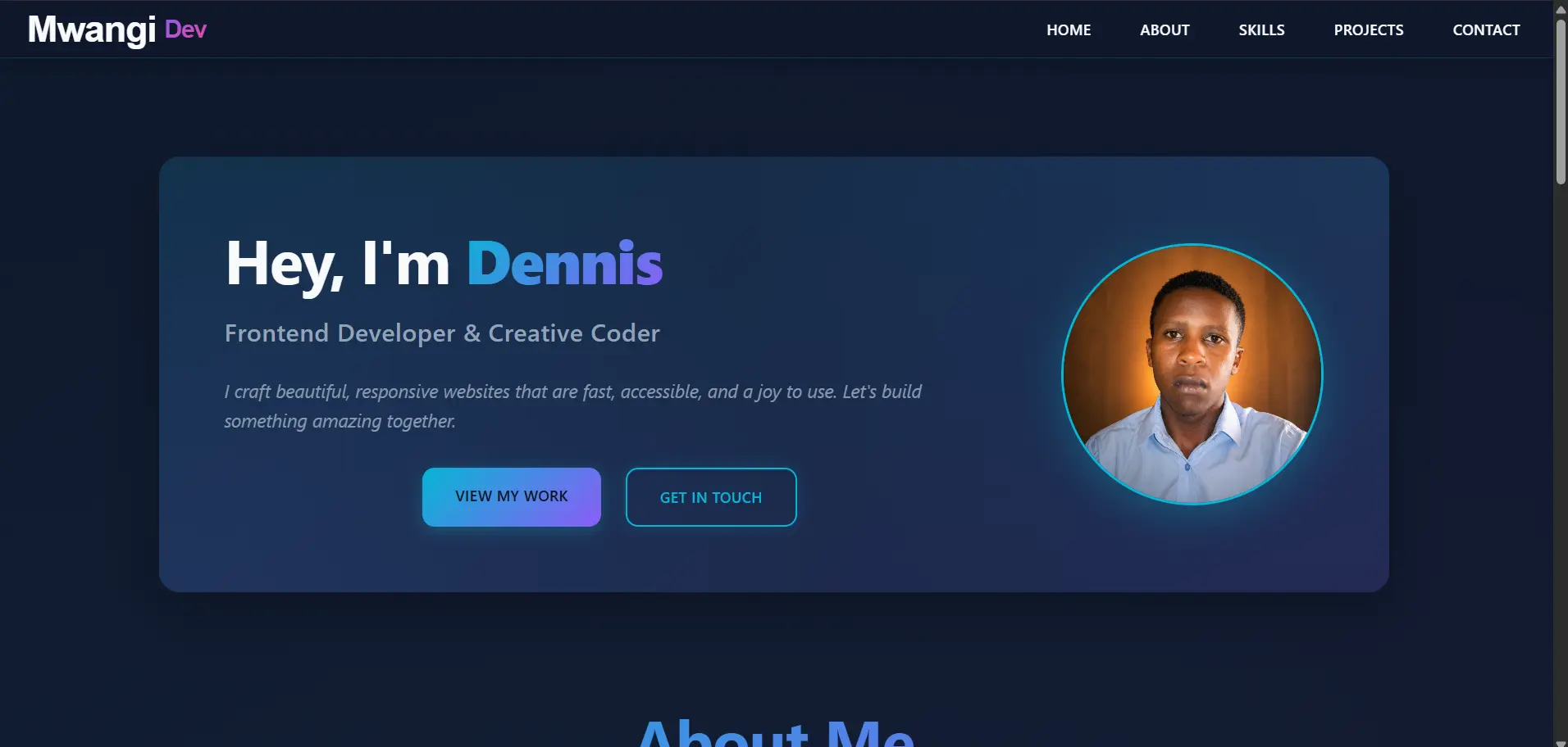 Portfolio website project screenshot
